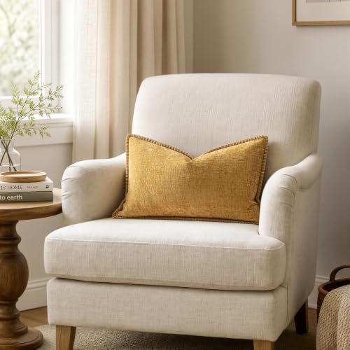 MIULEE Decorative Lumbar Throw Pillow Covers 12x20 Inch Gold 2 Pack - Image 4