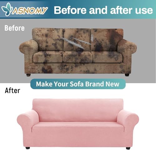 Asnomy Stretch Oversized Couch Covers for Sofa Slipcover,Pink - Image 7