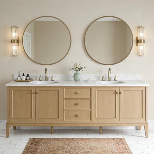WallBeyond Round Wood Mirror, 36" Round Modern Decoration Large Circle Wall Mirror for Bathroom Living Room Bedroom Entryway, Honey - Image 4