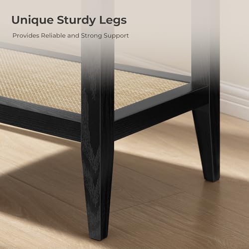 SICOTAS Rattan End Table with Storage, Living Room Table Bedside Table - Image 5