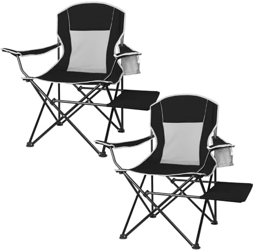 XGEAR 2-Pack Camping Chairs 350LBS Heavy Duty Folding Chair with Side Table by XGEAR