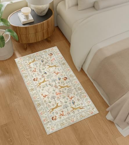 DUKINO 2x4 Rug for Entryway, Animal Washable Runner Rug for Kitchen, Beige - Image 4