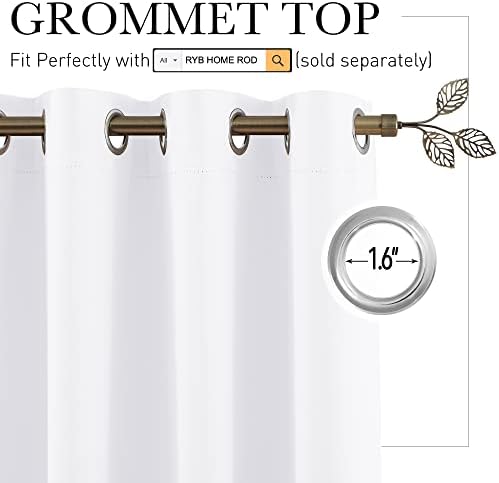 RYB HOME White Curtains Room Divider - Heavy Duty Privacy Room Darkening - Image 2