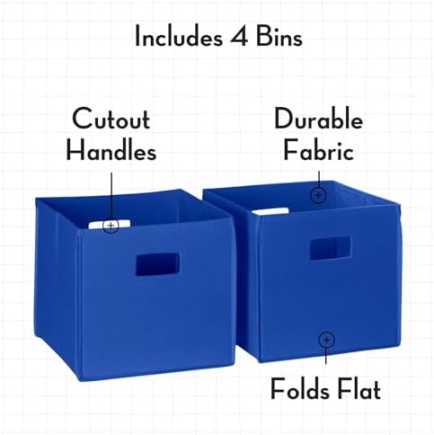 RiverRidge Folding Storage Bins - 4-pack of 10in Tall Blue Cubes - Image 4