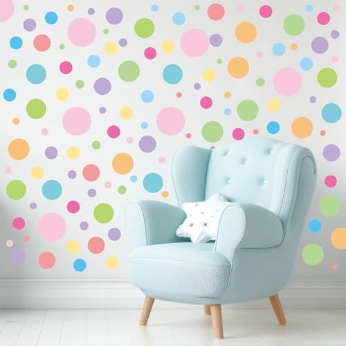 230 PCS Pastel Polka Dot in Bright Macaron Colors Wall Decals Set | 10 sheets removable waterproof peel & stick circle wall stickers for nursery, kids room, bedroom, playroom & home decor - Image 6