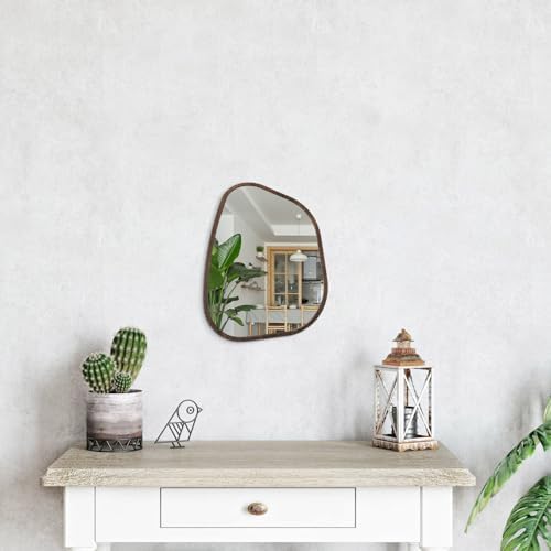 Asymmetrical Wall Mirror Irregular Wood Frame Modern Unique Wall-Mounted Artistic Wavy Mirror Decor Bathroom Vanity Bedroom Living Room Entryway Hallway 14"x10" - Image 4