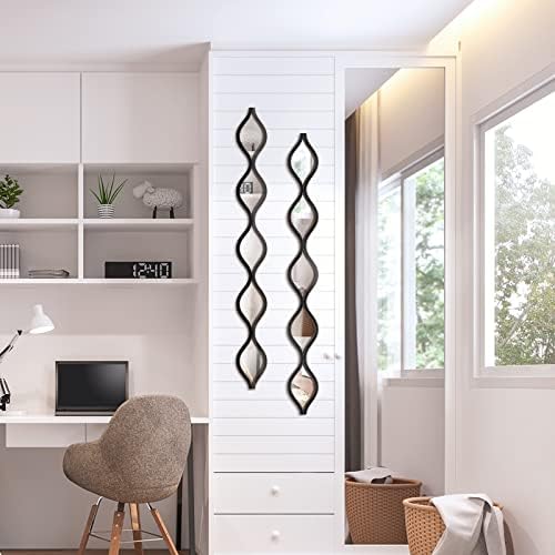 Yulejo 3 Pcs Acrylic Teardrop Mirror Decor Narrow Wall Decor Boho Vintage Wall Art for Apartment Home Living Room Bathroom Bedroom Hallway (Black Edge) - Image 5