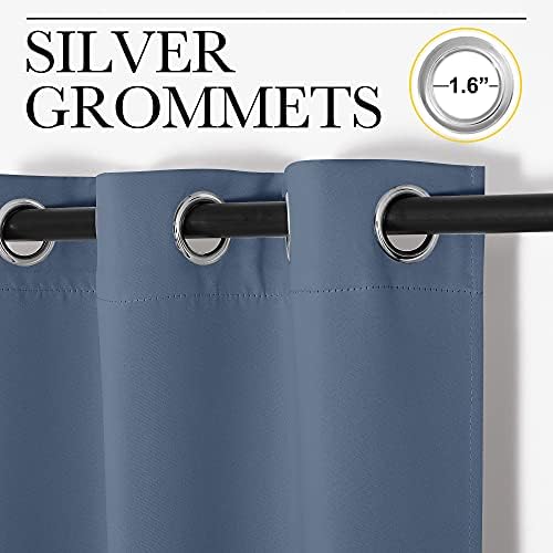 NICETOWN Privacy Room Divider Curtain Screen Partitions, Closet Door Curtain Vertical Blind for Sling Door, Blackout Window Privacy Blinds for Patio (Stone Blue, 1 Panel, 11ft Tall x 8.3ft Wide) - Image 2