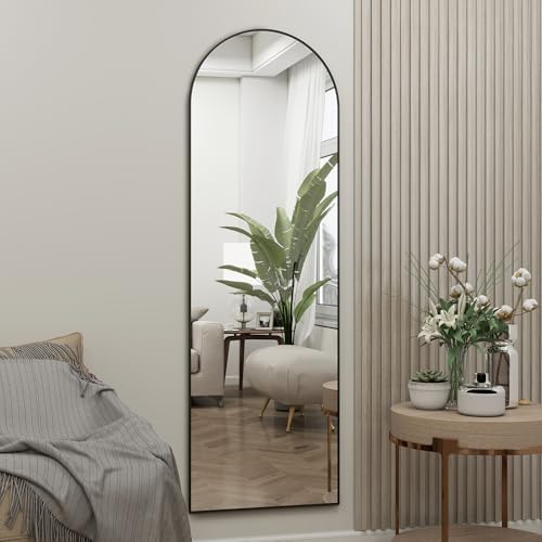 48"x 14" Arched Full Length Door Mirror, Full Body Mirror, Black - Image 3