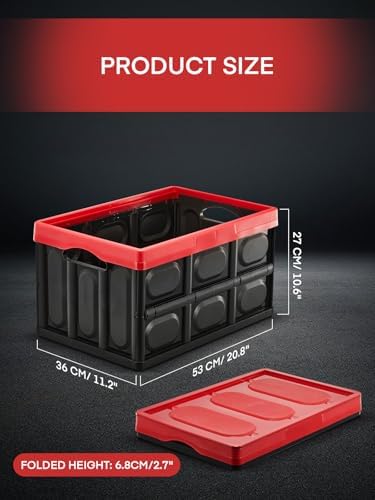 FOHERE 48L Collapsible Storage Bins with Lids, 3 Packs, Stackable - Image 2
