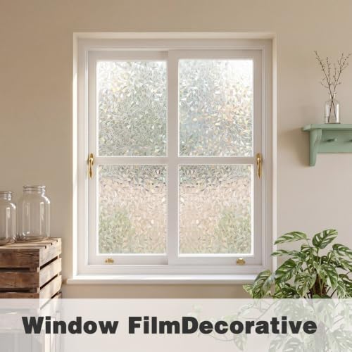 Stained Glass Window Privacy Film, 3D Rainbow Static Cling, Non-Adhesive UV Blocking Vinyl Sticker for Home, Bathroom & Door Heat Control17.5 x78.7 - Image 6