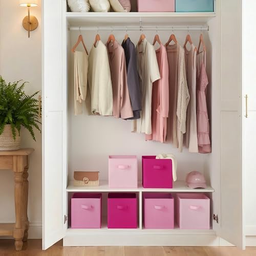 Cupic Cupid 6-Pack 11x11 Storage Cubes, Fabric Cube Bins, Pink Gradient - Image 4