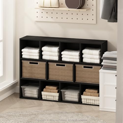 Furinno Reed Closet Organizers and Storage, 11-Cube Closet Organizer, Open Shelf Closet Storage, for Wardrobe, Bedroom, Living Room, Blackwood by Furinno-FitsYourSpaceFitsYourBudget