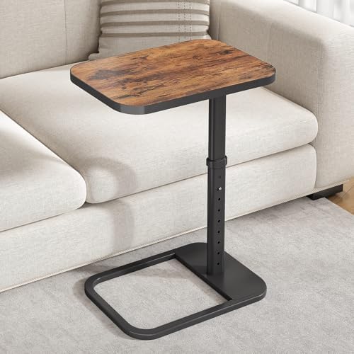 Kitstorack TV Tray Table, Adjustable Height & Flip-Top & Rounded Metal Corners, Snack Table for Couch, Sofa, Bed, Chair, Living Room, C Shaped End Side Table for Eating, Dinner or Laptop, Small Spaces by Kitstorack