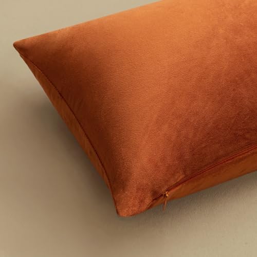 MIULEE MIULEEVelvet Euro Fall Throw Pillow Covers 24x24 Inch Pack of 2 Rust - Image 6
