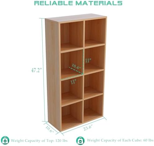 OSCHF 8-Cube Storage Shelf Bookcase, Oak - Image 3