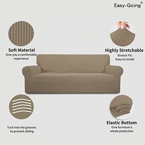 Easy-Going Stretch Couch Covers for Sofa Washable Large Natural - Image 4