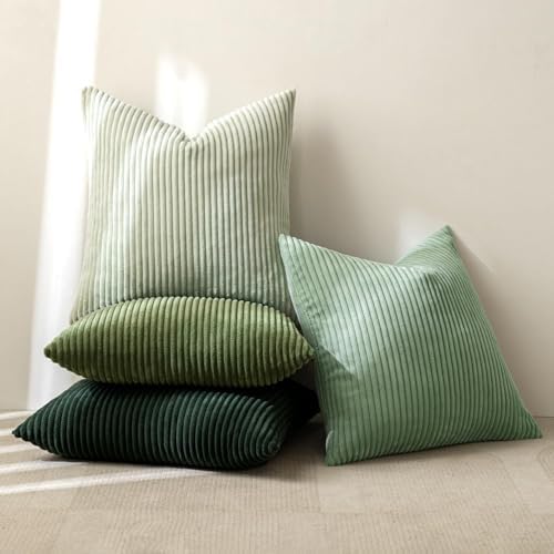 MIULEE Soft Corduroy Decorative Throw Pillow Covers Forest Green 18x18 - Image 4