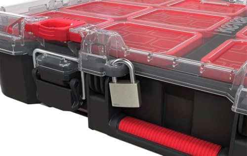Keter Stack N' Roll Tool Organizer, Portable Small Parts Organizer with Removable Bins, Clear Lid, Lockable Storage Case for Screws, Nails, Fasteners & Hardware, Stackable Modular Tool Storage - Image 2