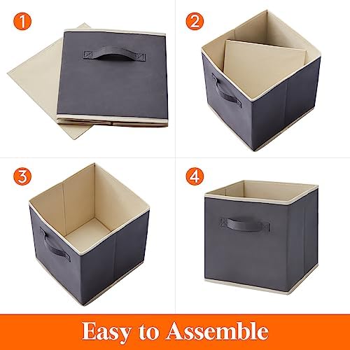 Lifewit Storage Cubes, 11 Inch Organizer Bins, 18L Gray, 12 Packs - Image 2