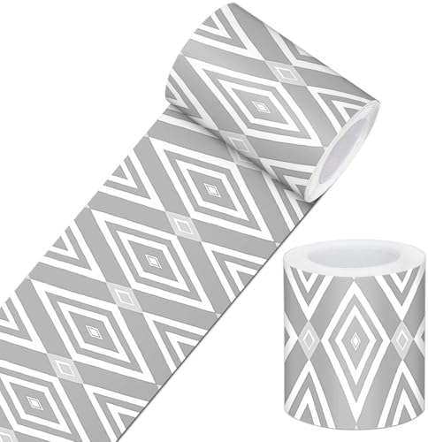 IVN Wallpaper Border Peel and Stick Wall Gray Geometric 4x196 Inch by IVN