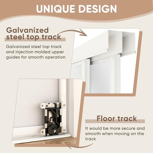 BARNSMITH 60 x 80 Inches Mirrored Closet Door, One Side Mirror with Top & Bottom Track Kits, 2-Panels Steel Frame Sliding Mirror Closet Door, Easy to Install - Image 6