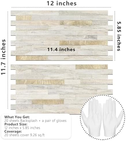 STICKGOO 20 Sheets Peel and Stick Backsplash Tile, Stick on Backsplash for Kitchen and Bathroom, Sunny Beige Look PVC Mixed Metal Gold Self Adhesive Wall Tiles - Image 6