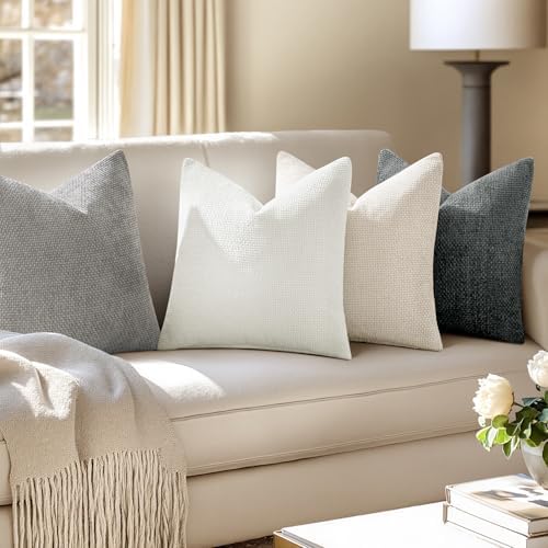 MIULEE Soft Decorative Chenille Pillow Covers Gray 18x18 Pack of 4 - Image 5