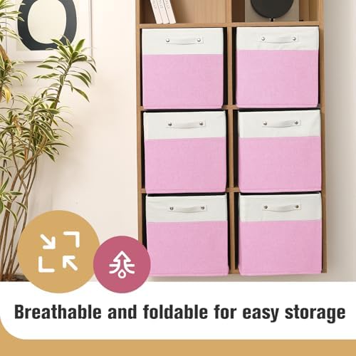 FinishingBo 13x13x13 Storage Cube Bins 6 Pack, Cube Shelf Baskets - Image 2
