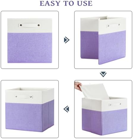 FinishingBo 13x13x13 Storage Cube Bins 4 Pack, Cube Shelf Baskets - Image 4