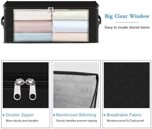 HomeHacks 3-Pack Clothes Organizer Storage Bags, 35L Storage Bins, Black - Image 3