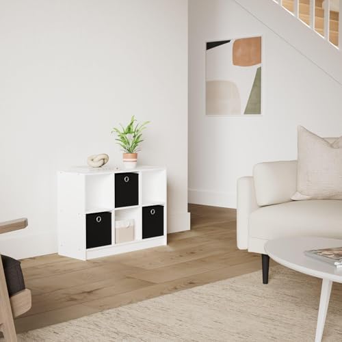 Furinno Basic 6-Cube Book Shelf with Open Shelf, 3 x 2, White - Image 2