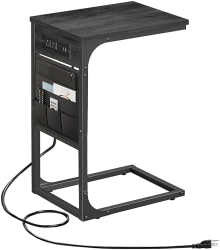 TUTOTAK C Shaped End Table with Charging Station, Side Table for Sofa by ChoosetutotakFurnitureBuildYourCozyHome