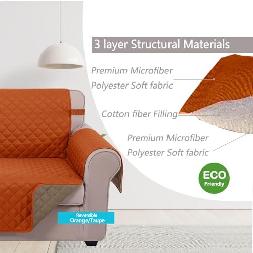 U-NICE HOME Reversible Oversized 28''Chair Covers, Orange/Taupe - Image 5