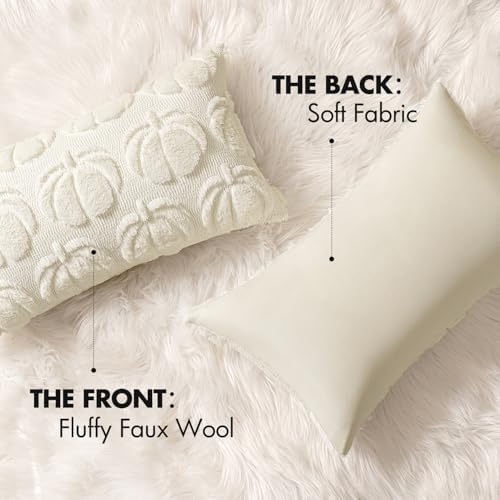 MIULEE Fall Pillow Covers Pumpkin Fall Decor Lumbar 12x20 Cream White - Image 6