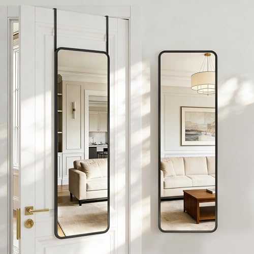 Antok 48" x 14" Full Length Over-the-Door Mirror, Hanging Mirror, Black by AntokMirror