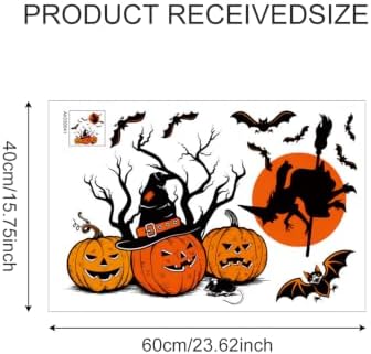 Halloween Pumpkin Witch Wall Decals Peel and Stick, Witch Jack O Lantern Wall Stickers, Removable Vinyl Spooky Wall Decor, Halloween Wall Art for Bedroom Living Room Window Decorations - Image 2