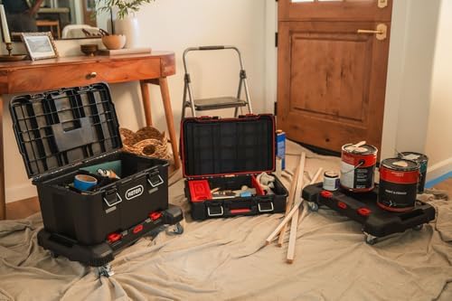 Keter Stack-n-Roll 3-Piece Rolling Tool Storage System – Includes Dolly, Tool Box & Deep Power Tool Case | Modular Mobile Tool Organizer | Stackable Design for Garage, Jobsite & Workshop - Image 2
