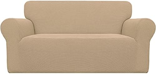 Easy-Going Stretch Oversized Loveseat Couch Covers Washable Sand by Easy-Going