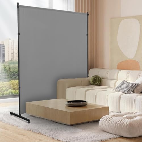 Gray Room Divider/Privacy Panel 72"x72" with Height Adjustable Feet by YSEJOMP