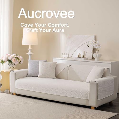 Soft Waterproof Chenille Cover Washable, Non Slip Sectional Sofa Covers for 3 Cushion Couch Sofa L Sharped Sofa Slipcover for Pets, Furniture Protector (1 PCS 36"x36" White) - Image 3