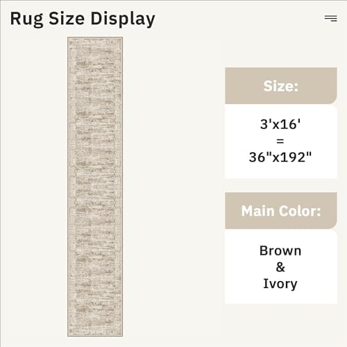 Soalmost Washable 3x16 Hallway Runner Rug Non-Slip Kitchen Entry Rugs Brown - Image 5