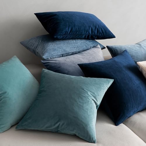 MIULEE Velvet Throw Pillow Covers 22x22 Inch Pack of 2 Dark Blue - Image 4