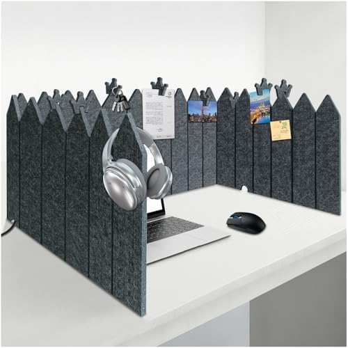 BXI Foldable Felt Desk Divider, 16.5 x 86 Inches Non-Tip Privacy Panel Partition, Versatile Cubicle Shield with Clips for Hanging Notes & Items, Acoustic Table Screen for Office Home Classroom by BXI