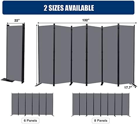 6 Panel Wide Room Divider Wall Screen for Room Separation,132''W x 71''H - Image 5