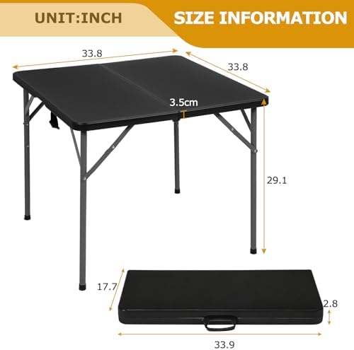 FDW | 34" Folding Table | Black | Portable Plastic Table - Image 3