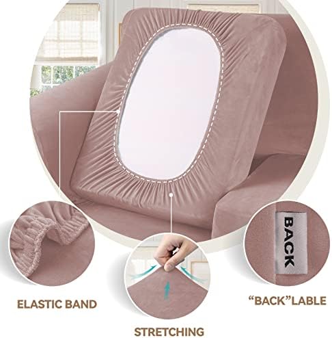 WEERRW Velvet Stretch 2 Pieces Chair Sofa Slipcovers Washable, Pink - Image 3