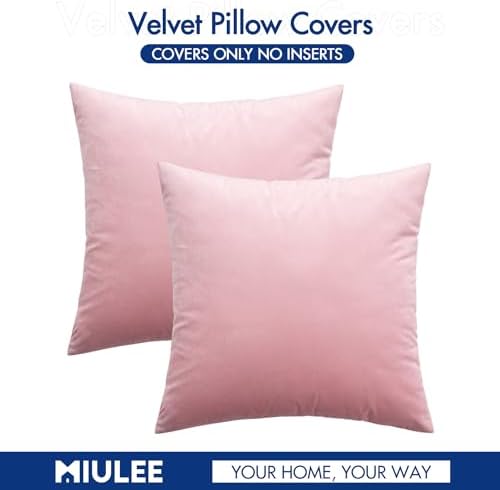 MIULEE Velvet Throw Pillow Covers 18x18 Inch Pack of 2 Bright Pink - Image 6