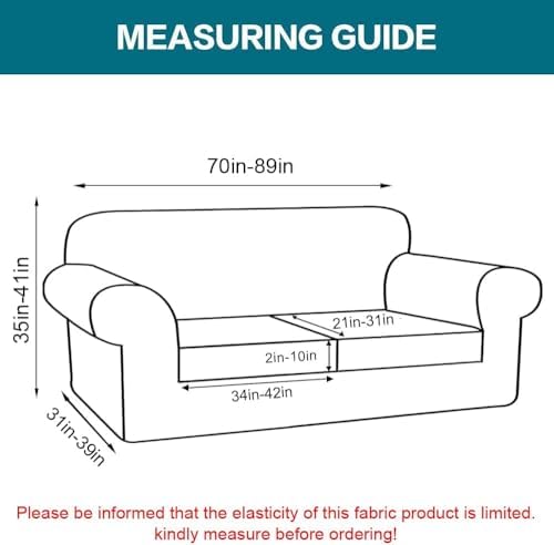 Turquoize 3 Piece Sofa Covers For 2 Cushion Couch Sofa Slipcover Soft Couch Cover For Dogs-Washable Sofa Furniture Covers With 2 Individual Cushion Covers, Feature Thick Fabric (2 Cushion Sofa, Ivory) - Image 2