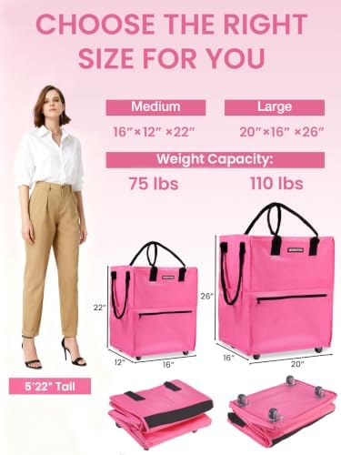 WORKPRO Large Rolling Grocery Bag, 36-Gallon Rolling Tote with 5 Wheels - Image 2